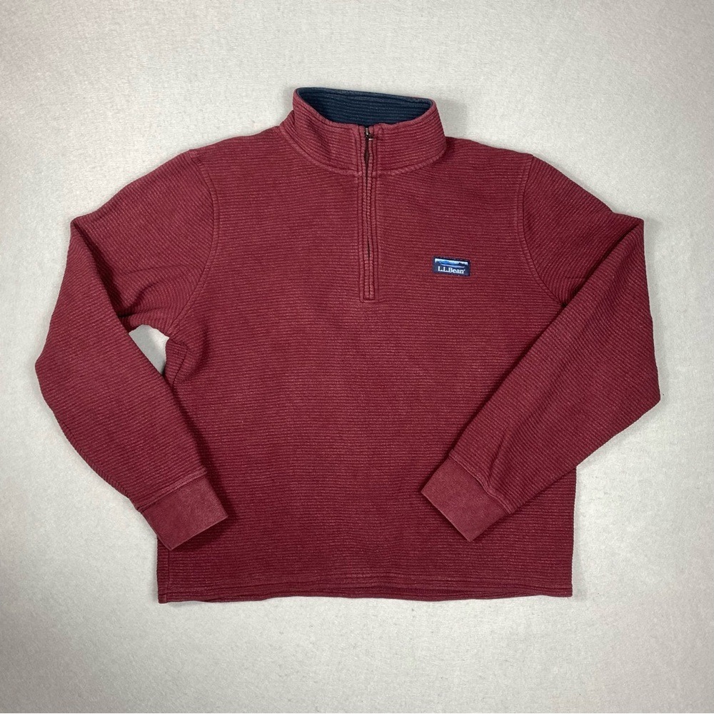 LL Bean Quarter Zip Mens Medium Lakewashed Double-Knit Pullover Sweater